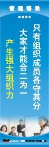 管理标语 现场管理标语 生产管理标语 只有组织成员各守其分大家才能合二为一产生强大组织力