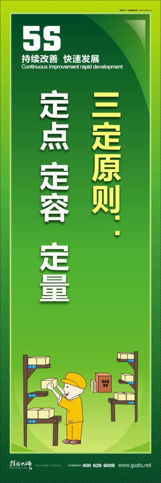 5s管理口号 三定原则：定点 定容  定量