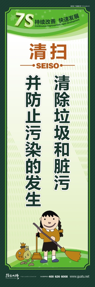 工厂7s标语 清除垃圾和脏污 并防止污染发生