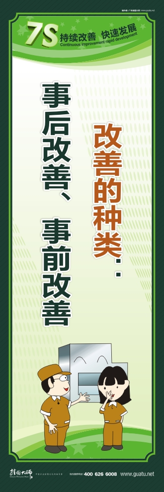 7s宣传图片 改善的种类：事后改善、事前改善