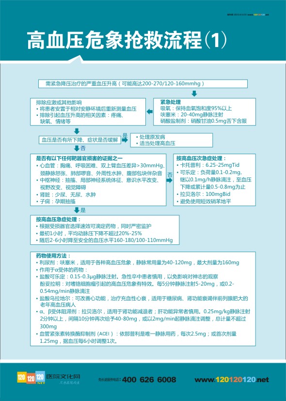 医院急诊抢救流程图  高血压危象抢救流程（1）