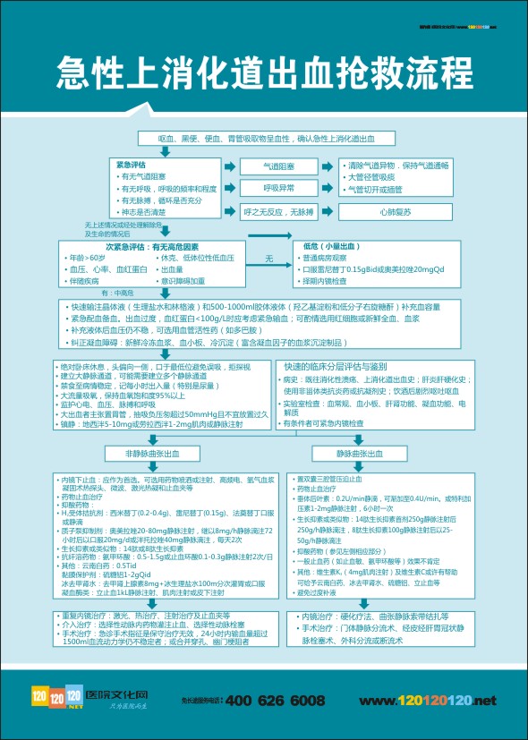 急性上消化道出血抢救流程   医院急诊抢救流程图