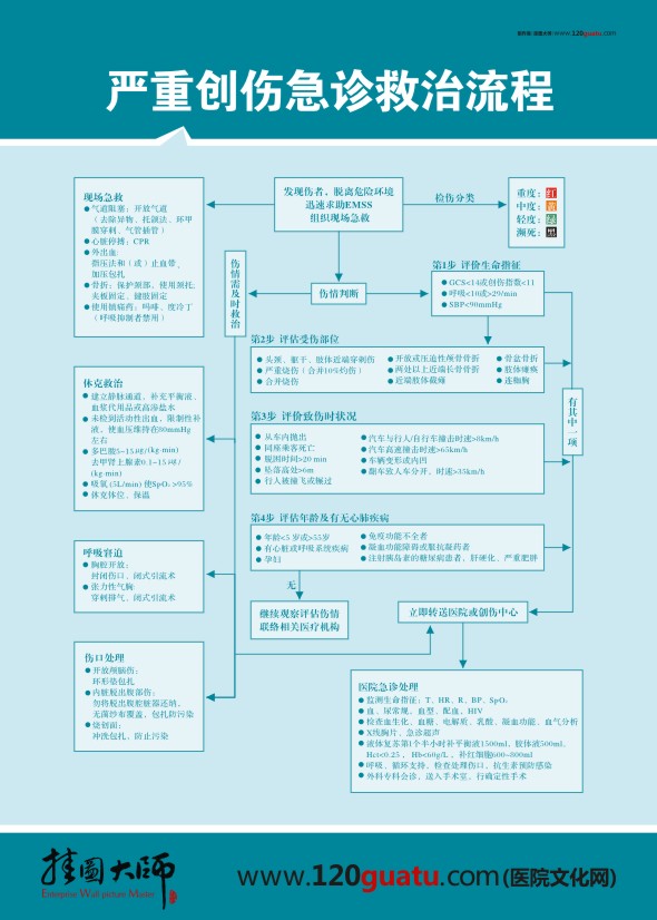 严重创伤急诊救治流程图 急诊科抢救流程图