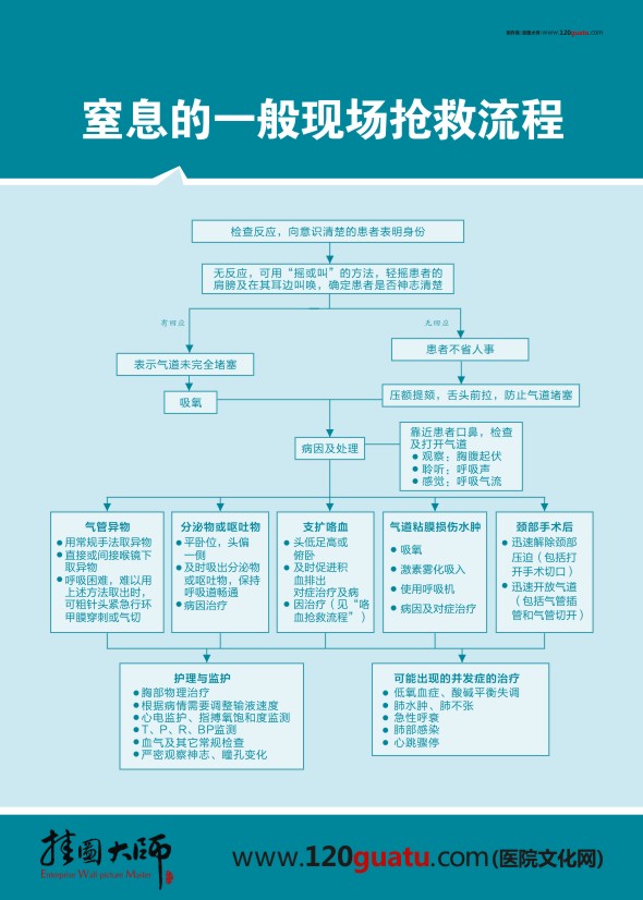 窒息的一般现场抢救流程图 抢救流程图