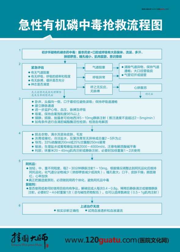 急性有机磷中毒抢救流程图 医院急诊科图片