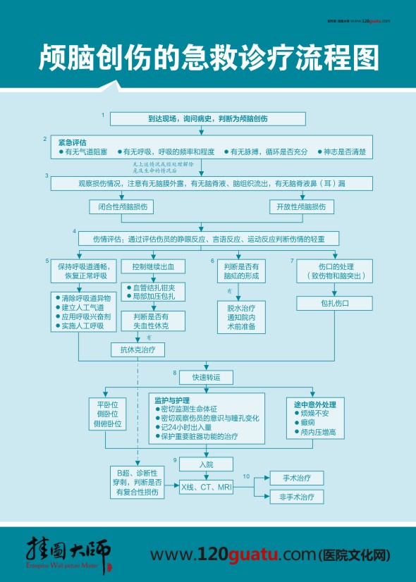 颅脑创伤的急救诊疗流程图 抢救流程图