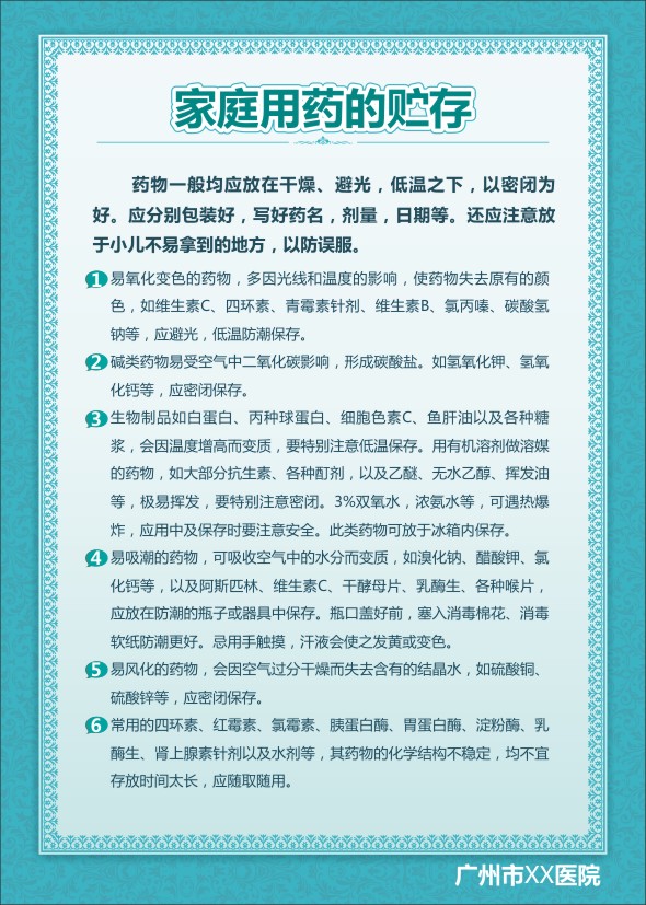 家庭用药的贮存 药房标语