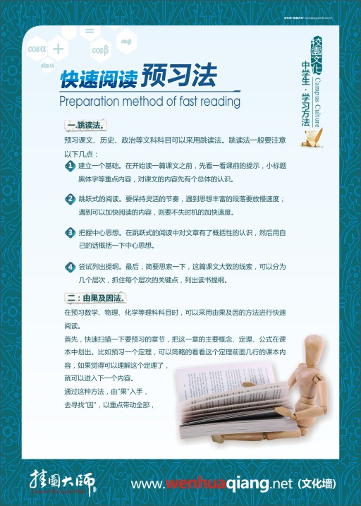 高中学习规划 高中学习办法 高中学习方案 高中教室标语 快速阅读的预习法